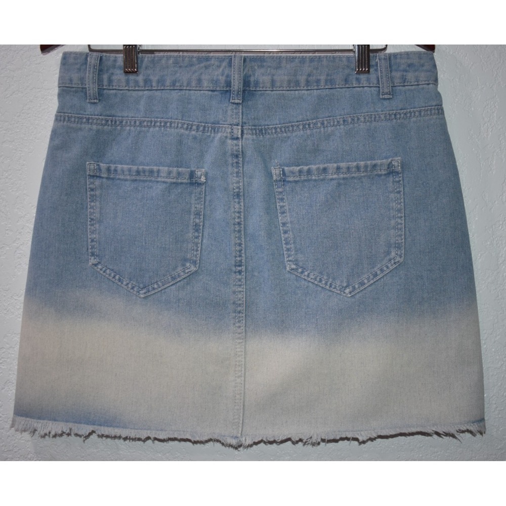 MUDPIE Dip Dye Denim Skirt Raw Hem 5-Pocket Y2K Retro‎ Grunge Size Medium Women